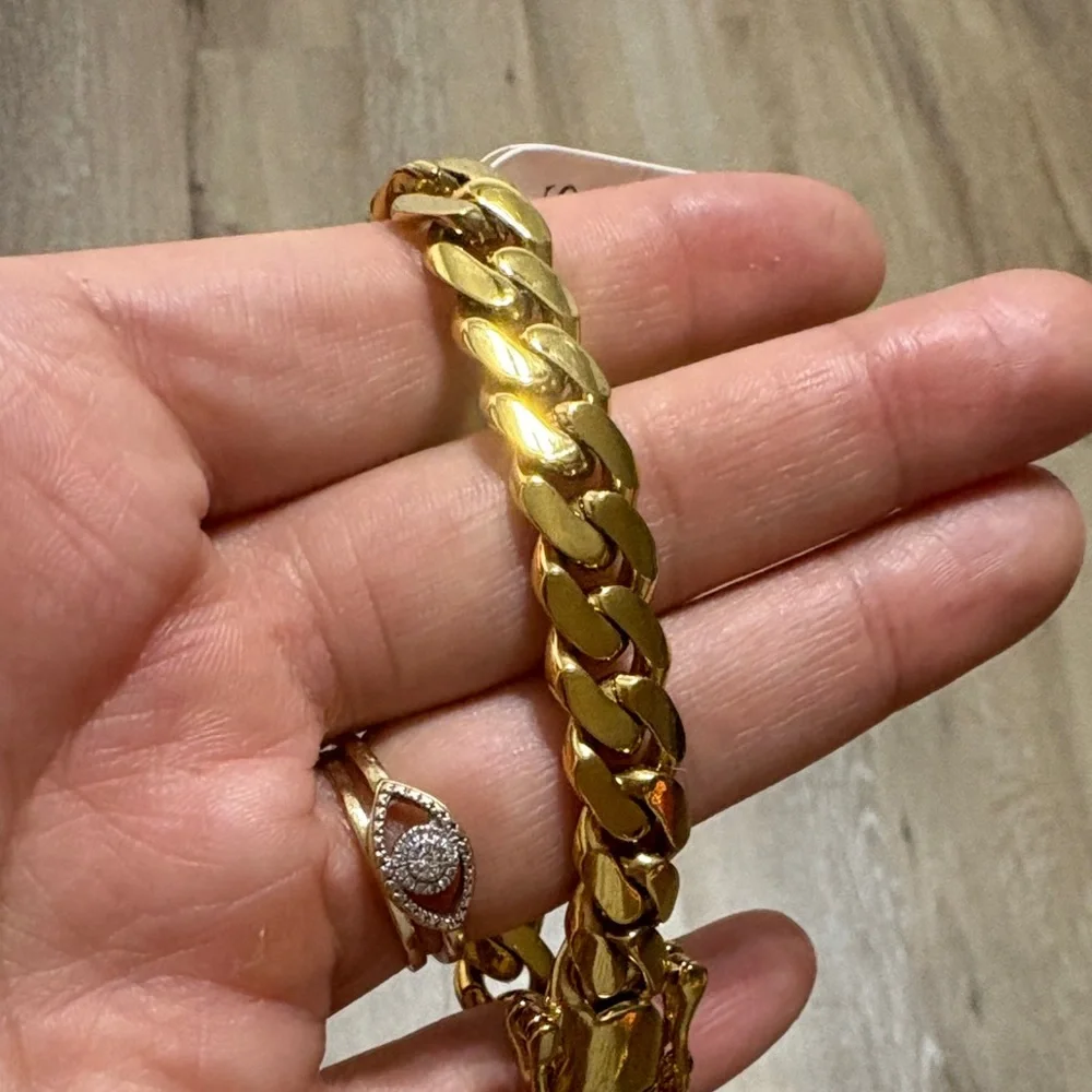 Gold Cuban Stainless Steel Men's Bracelet